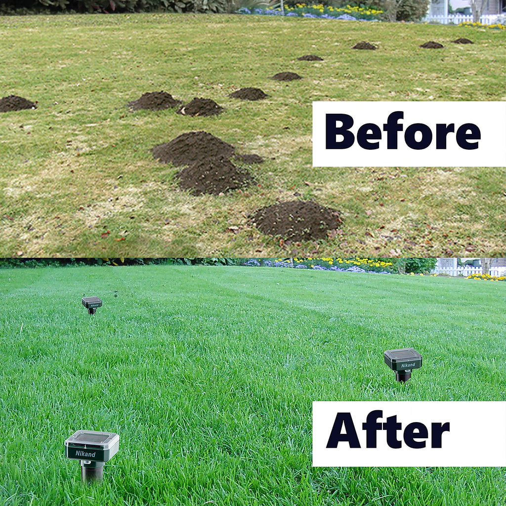 Mole Repellent Stakes 2 Pack - Gopher Repellent Ultrasonic Solar Powered - Sonic Spike Mole and Vole Deterrent for Lawn Garden & Yard - Electronic Devices Outdoors Pest Repeller Snakes Rodents Chaser