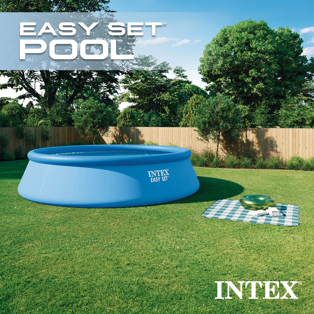 INTEX Easy Set 18 ft x 48in Above Ground Pool Set, Round Inflatable Swimming Pool with 1500 GPH Cartridge Filter Pump, Ladder, Cover, & Ground Cloth
