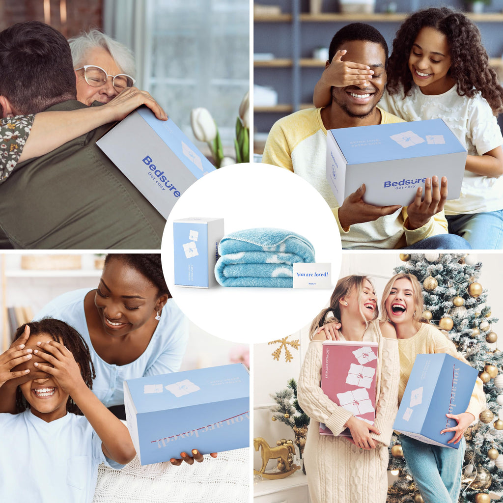 Bedsure Get Well Gifts for Women - After Surgery Blanket with Inspirational Words Sympathy Gift for Elderly Adults Hug Soft Fleece Healing Blanket Letter Blue 50x60 Inch