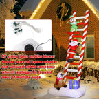 Joliyoou 10FT Christmas Inflatable Decorations, Giant Lighted Ladder Blowups Climbed with Elf, Reindeer, Santa, C7 String Lights for Xmas Winter Holiday Roofs Trees Balconies Decor