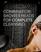 Veken 11.8 Inch High Pressure Rain Shower Head Combo with Extension Arm- Wide Showerhead with 5 Handheld Water Spray - Adjustable Dual Showerhead with Anti-Clog Nozzles - Matte Black