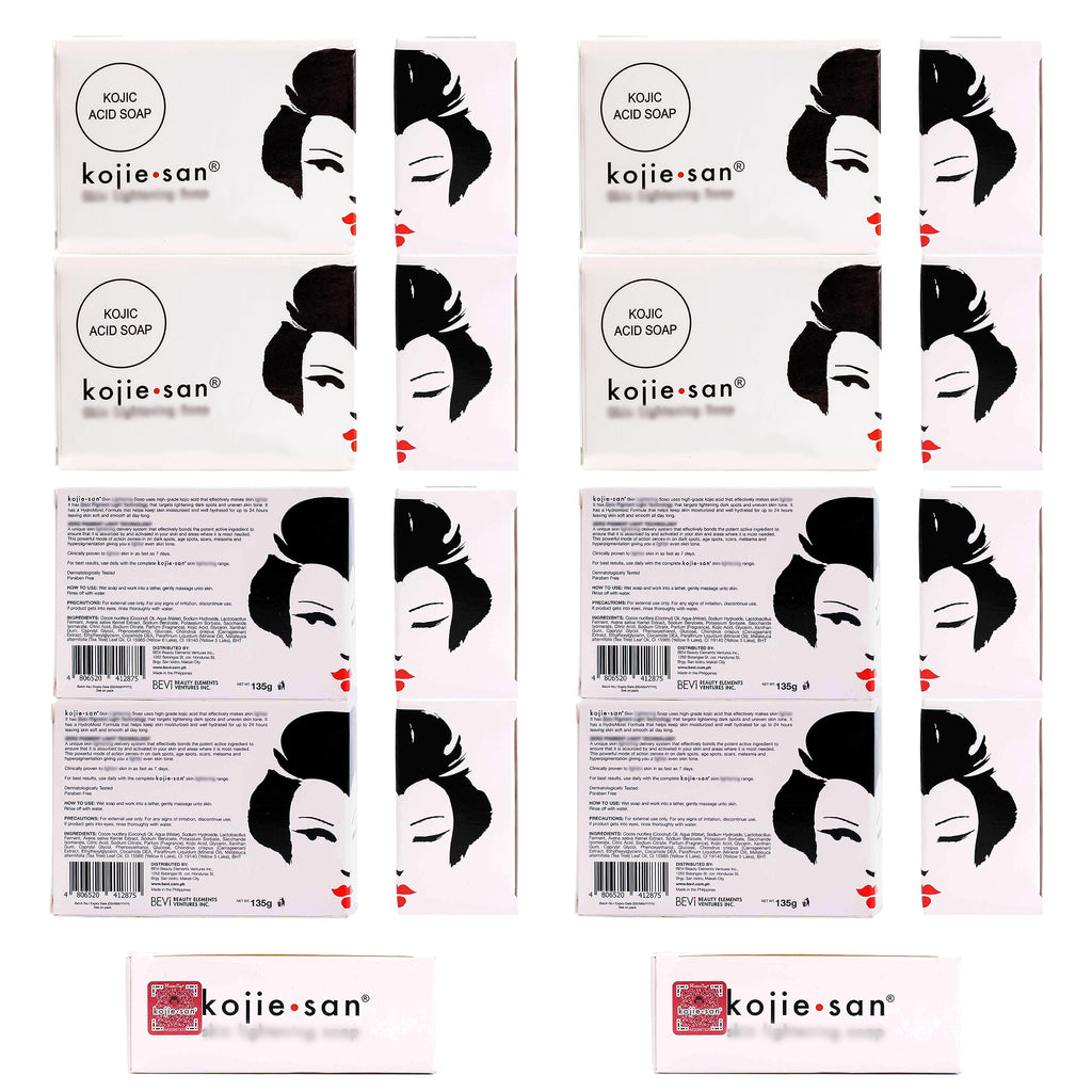 Kojie San Skin Brightening Soap - Original Kojic Acid Soap that Reduces Dark Spots, Hyperpigmentation, & Scars with Coconut & Tea Tree Oil -135g x 6 Bars