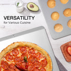 HONGBAKE 2 Pieces Large Flat Cookie Sheet No Edges, Nonstick Insulated Baking Pan, Commercial Oven Trays for Cooking, 16" X 14", Grey