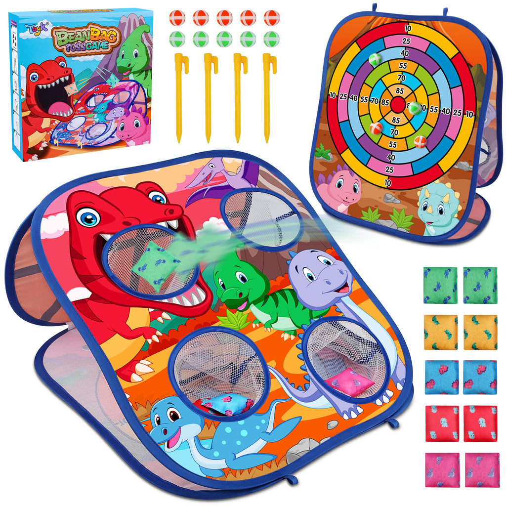 Dinosaur Bean Bag Toss Game Toy Outdoor Toss Game, Family Party Party Supplies for Kids, Gift for Boys Birthday or Christmas for Toddlers Ages 3 4 5 6 Year Old
