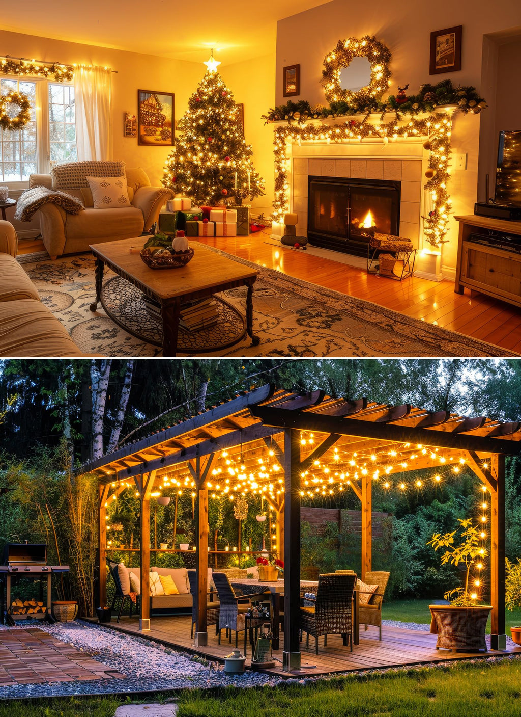 66Ft 200 LED Outdoor String Lights, Warm White Fairy Lights Battery Operated with Remote, Twinkle Lights for Bedroom Patio Party Christmas Decoration