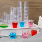 Zcaukya 500 Shot Glasses, 1oz Clear Plastic Disposable Hard Cups, Mini Cups Great Container for Sauce, Sample Tasting, Jello Shots, Pudding