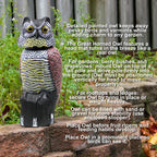Galashield Owl Decoy to Scare Birds Away Scarecrow Fake Owl with Rotating Head