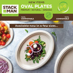 100% Compostable Square Paper Plates [50-Pack] - {PFAS-Free} - {BPI Certified} - [10 Inch] Heavy Duty, Eco-Friendly, Biodegradable Bagasse Dinner Plates - Natural Brown 10" Plate by Stack Man