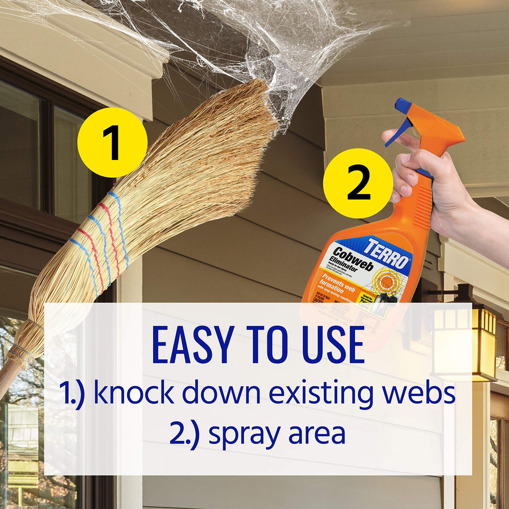 TERRO Spider Cobweb Eliminator and Repellent Spray - Prevent Spiderweb Formation - Ready-to-Use & Works Immediately - Long Lasting Results - T2360