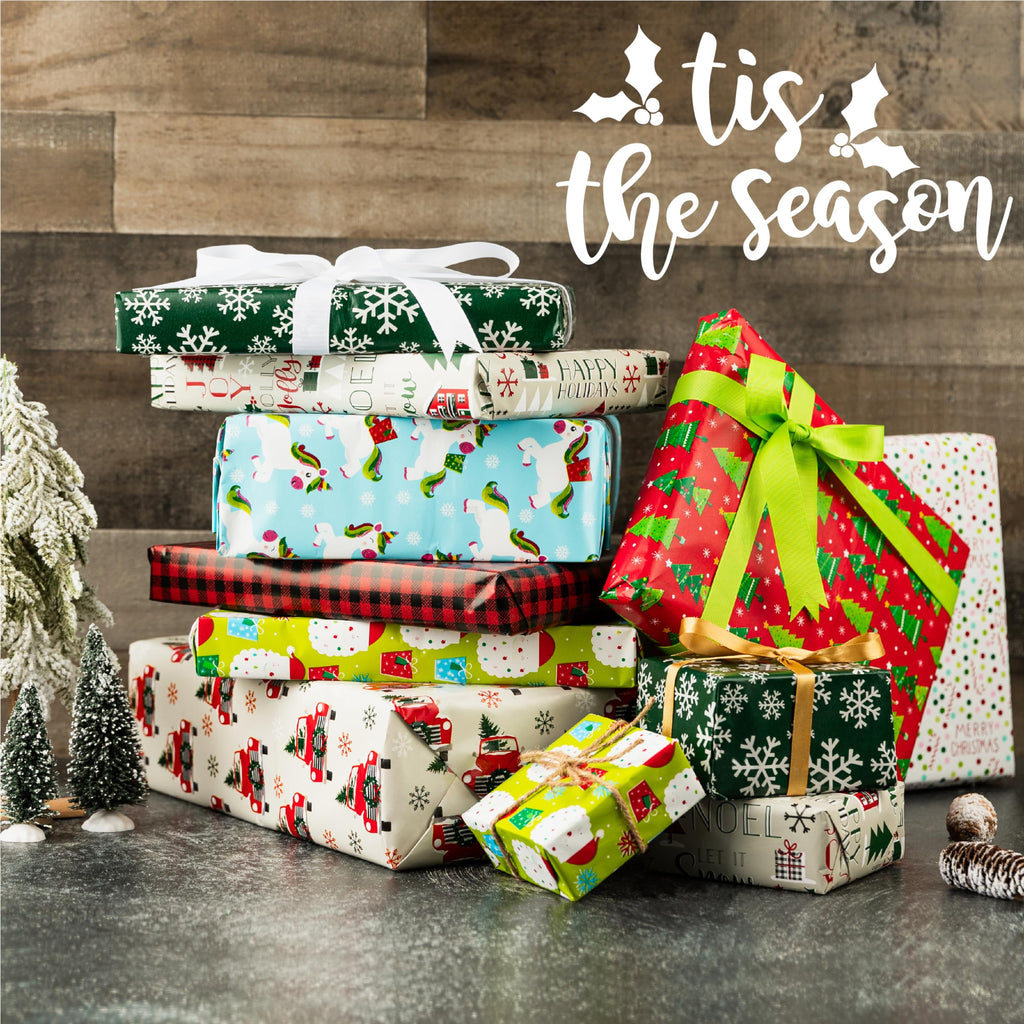 Christmas Wrapping Paper Sheets- 40 Precut Sheets Christmas Gift Wrap Paper- Christmas Paper Wrapping Sheets (30"x20")- 8 Unique Patterns of Holiday Wrapping Paper, 40 Sheets