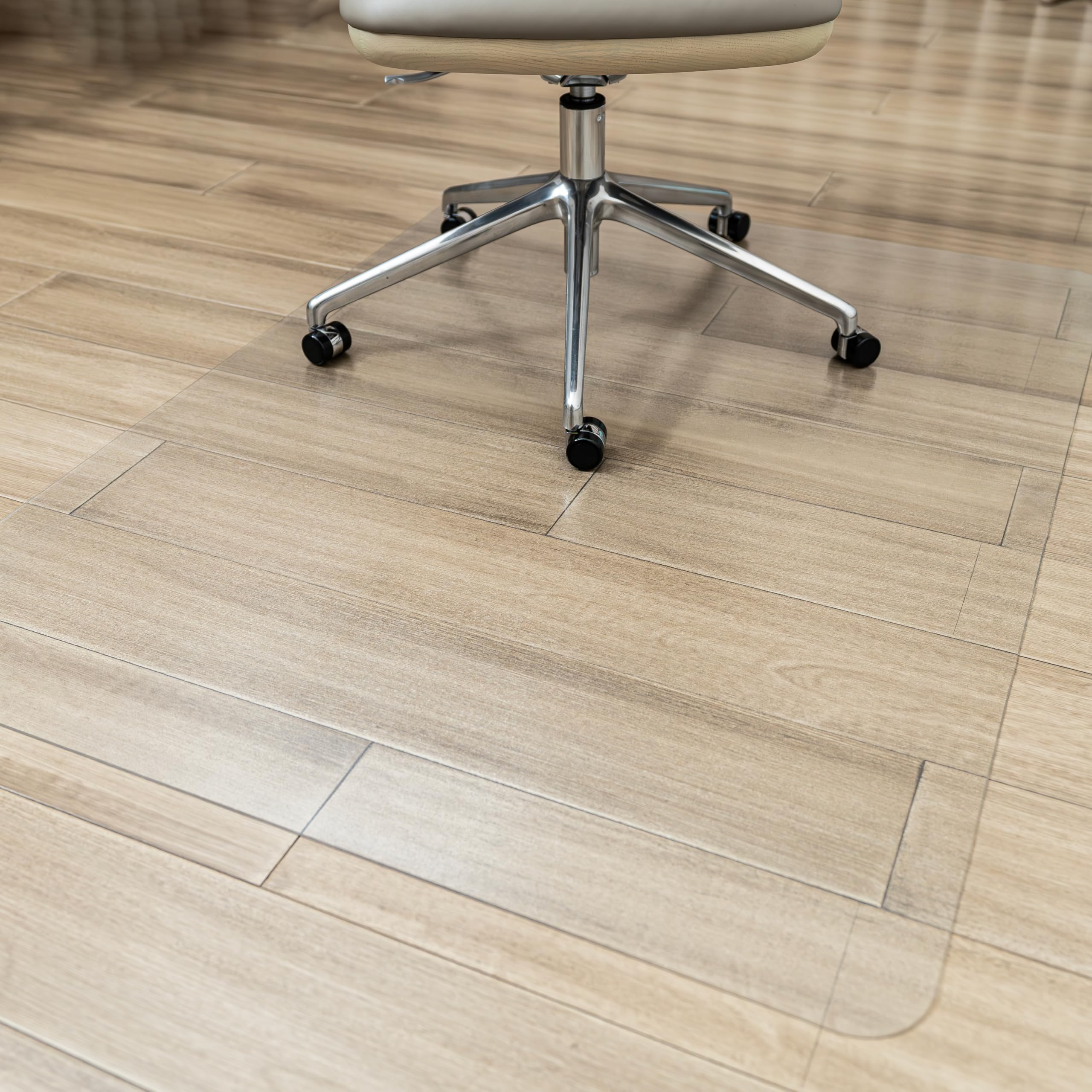 Lociciwayo Desk Chair Mat for Hardwood Floor, Plastic Floor Protector Mat with Non-Slip Texture, Rectangle Hard Floor Computer Chair Mat with Milled Edge (40"x48" inch)