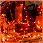 woohaha Outdoor Halloween Lights(23 Feet,100 Count)-Incandescent Orange Christmas Lights with Black Wire,Mini Orange String Lights Connectable for Patio,Garden,Tree,Party, Halloween Decoration