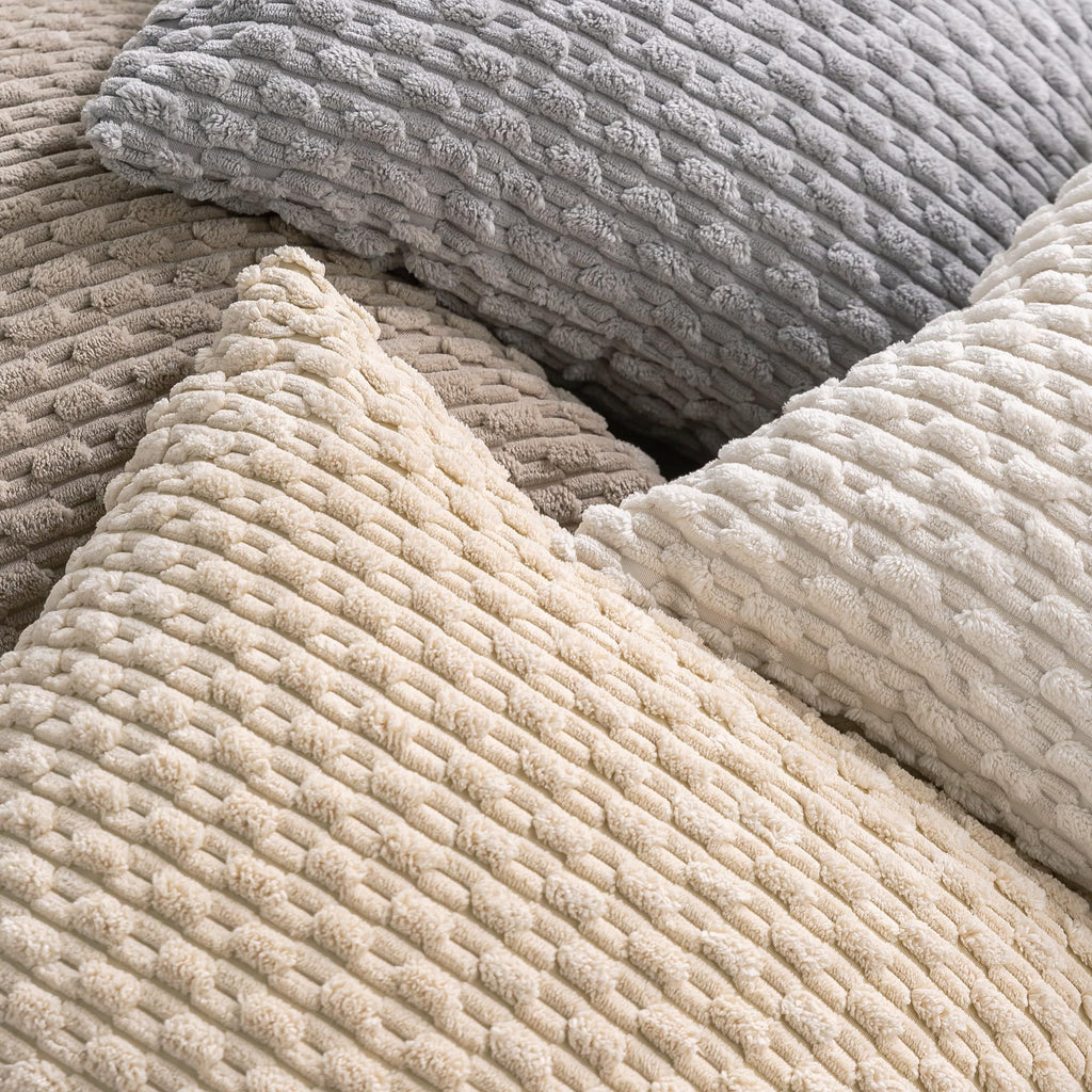 Cozoomy Set of 4 Neutral Decorative Pillow Covers 18x18 Inch Corduroy Throw Pillow Covers for Bed Couch Sofa Living Room Soft Cushion Cases