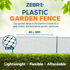 3/4" Square Mesh Plastic Fence Roll (4' x 50' - Black) - Unobtrusive 4 Foot High Temporary Garden Fencing Netting to Protect Plants, Patio, Porch, Yards and Outdoor Spaces from Deer & Animals