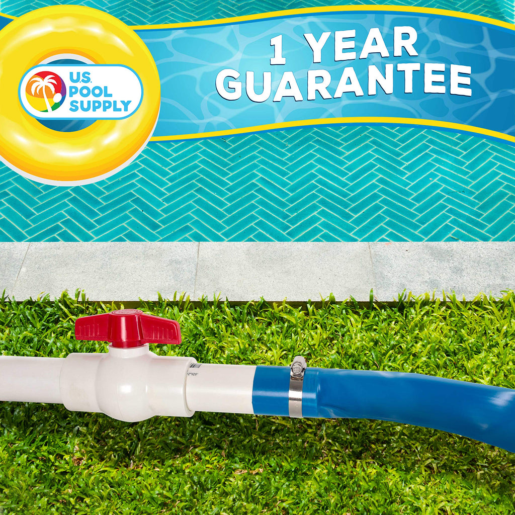 U.S. Pool Supply Pool Backwash Hose 1.5" x 50' - Heavy-Duty Pool Drain Hose, Filter Pump Water Drainage, Sump Pump Discharge, Inground Draining - Flexible Lay Flat, Clamp