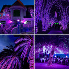YEGUO Purple Halloween Lights, 165ft 500 LED String Lights Outdoor, Christmas Lights Indoor, Green Wire Twinkle Lights Plug in for Party Tree Halloween Decor