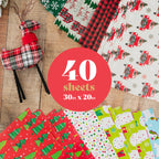Christmas Wrapping Paper Sheets- 40 Precut Sheets Christmas Gift Wrap Paper- Christmas Paper Wrapping Sheets (30"x20")- 8 Unique Patterns of Holiday Wrapping Paper, 40 Sheets