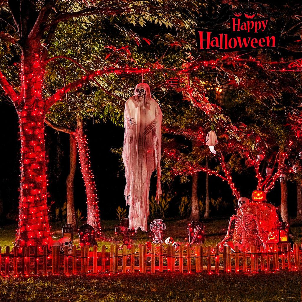 JMEXSUSS 250 LED Red Halloween String Lights with 8 Modes, 91.5ft Expandable Halloween Lights Outdoor Waterproof, Red Christmas Lights Indoor for Tree Patio Bedroom Party Holiday Decorations