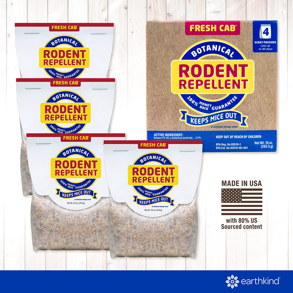 Fresh Cab Botanical Rodent Repellent - Environmentally Friendly, Keeps Mice Out, 12 Scent Pouches