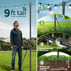 XDW-GIFTS String Light Pole - Steel Poles for Outdoor String Lights Hanging, Garden, Backyard, Patio Lighting Stand for Parties, Christmas, Wedding, 2 Pack