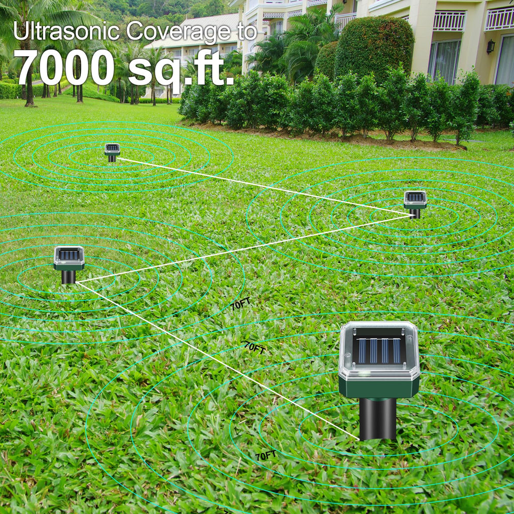 Mole Repellent for Lawns 8 Pack, Solar Powered Mole Repeller Ultrasonic Gopher Repellent, Outdoor Waterproof Vole Vibration Stakes,Sonic Gopher Deterrent Yard for Rodent Groundhog Snake Chipmunk