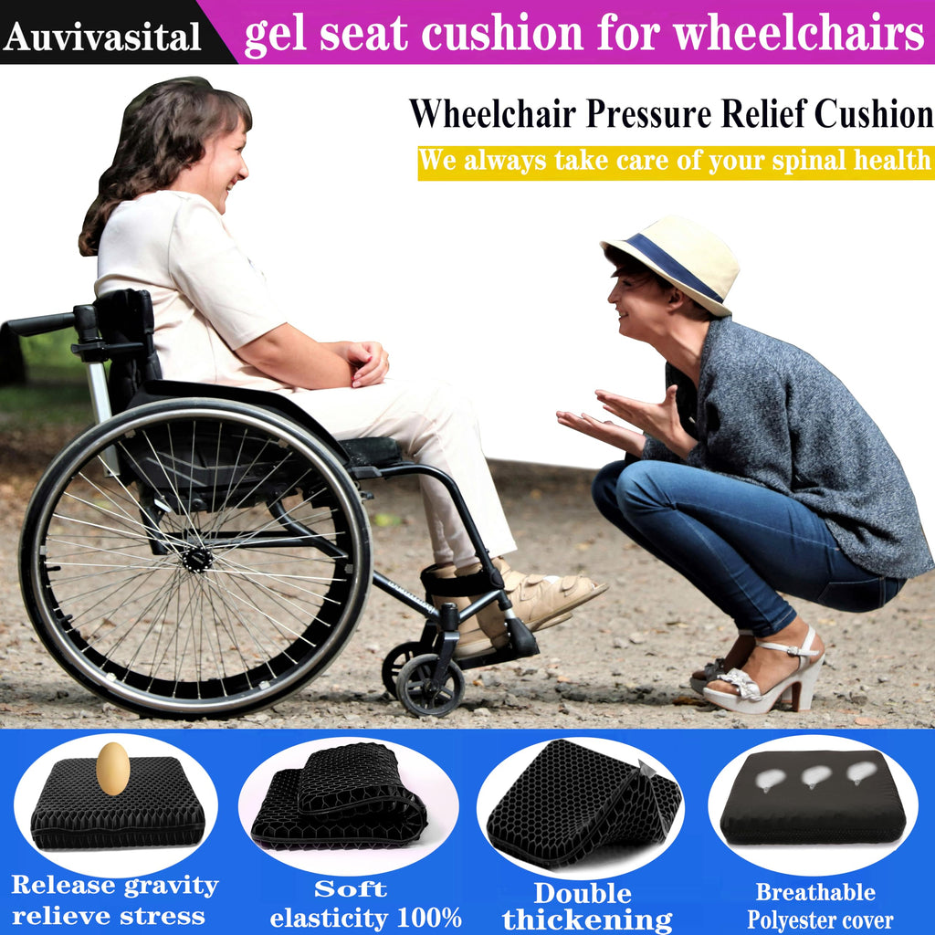 Plus Size Gel Seat Cushion for Long Sitting, Extra Large and Thick Pressure Relief Seat Cushion for Back, Hip, Sciatica, Tailbone Pain, Use for The Office, Car, Wheelchair, Stadium.(Black)