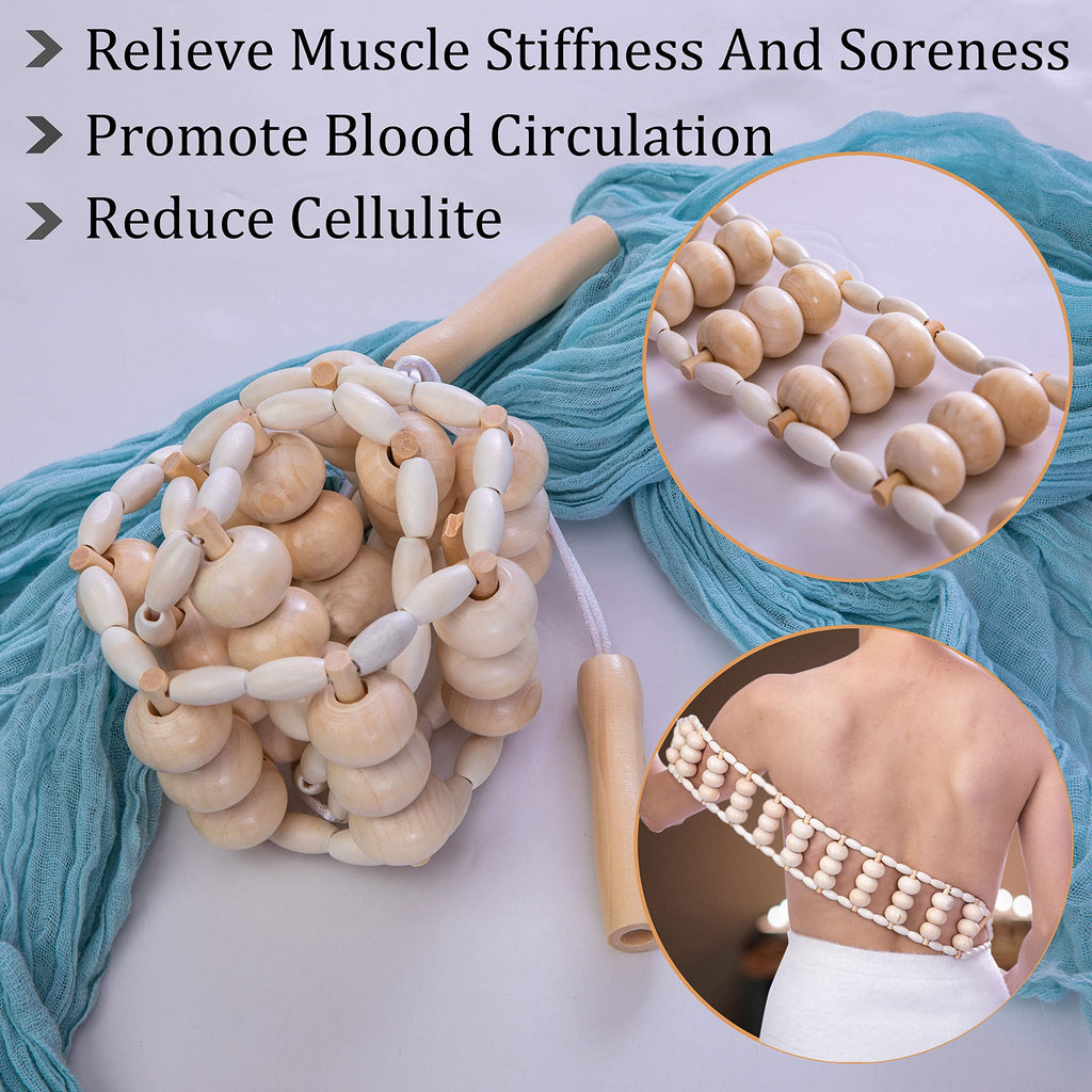 lianjindun 6 in 1 Wood Therapy Massage Tools, Maderoterapia kit, Wood Therapy Set, Lymphatic Drainage Massager, Wooden Gua Sha Tools, Wooden Massager Roller Rope for Body Shaping Anti Cellulite