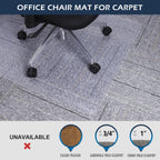 SALLOUS Clear Heavy Duty Chair Mat for Carpeted Floors - 48" x 36" Gaming and Rolling Desk Floor Mat With Grips for Home Office