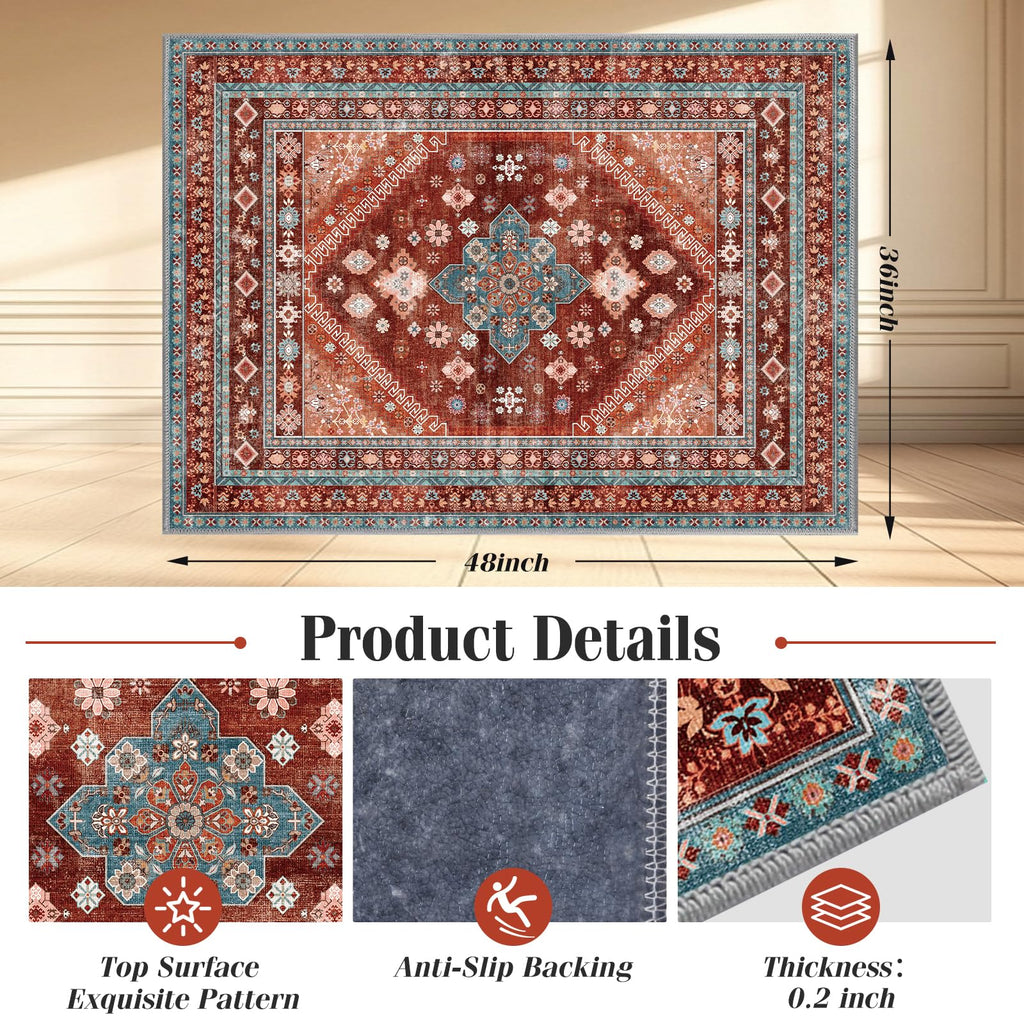 Office Chair Mat for Hardwood Floor & Tile Floor,36"X 48" Heavy Duty Desk Chair Mat for Hard Floors, Under Desk Rug for Rolling Computer Chair,Anti Slip,Low Pile Carpet Floor Protector-Brown Red