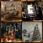 AFINETH Floating Candles with Wand, Magic Hanging Candles, Flickering Flameless Floating LED Candles, White Battery Operated Electric Taper Candles for Halloween Christmas Birthday Theme Party, 12 PCS
