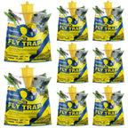 Qualirey 8 Pack Outdoor Hanging Fly Traps, Disposable Fly Killer Trap Bag Catcher for Outside Farms, Pastures, Chicken Coops, Stables, Barns, Horse, Garbage Cans, Garbage Ponds, Yard, Backyard, Patio