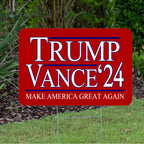 Trump JD Vance 2024 Yard Sign With H Stake Double Sided For President Donald Trump Republican Conservative Red