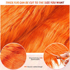Faux Fur Fabric Christmas Fluffy Fuzzy Craft Shaggy Synthetic Plush Patch Sewing Fur Cuts for DIY Halloween Winter Costume Gnome Beard Miniature Dolls Costume Rugs Mats (Orange,60 x 18 Inch)