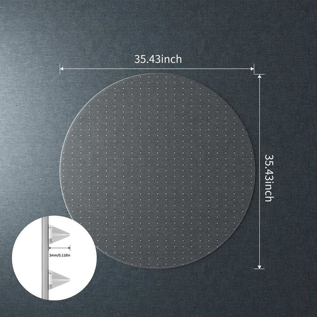 WASJOYE Office Chair Mat for Carpet, 36" Round Clear Home Carpet Chair Mat Protector Cover with Non-Slip Studded for Computer Desk Rolling Chair
