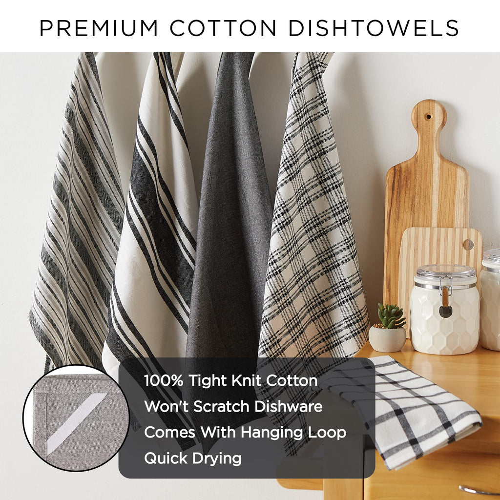 DII Assorted Woven Kitchen Set, Dishtowel, 18x28, Dishcloth, 13x13, Eggplant, 5 Piece