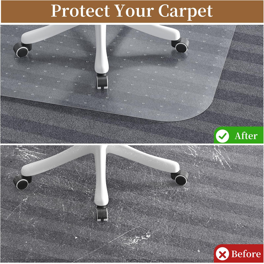 MESHDO Office Chair Mat for Carpet, 36" X 48" X 0.09" Desk Chair Mat for Carpet Floors, Clear and Thick Rolling Computer Chair Mats with Non-Slip Studded for Home and Office Low Pile Carpets