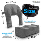 Brazilian Butt Lift Pillow + Back Support Cushion – Dr. Approved BBL Foam Pillow with Carrying Bag and Back Pillow for Post Surgery Recovery – Comfortable and Firm Butt Support Cushions Set - Grey