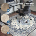 48"x60" Office Chair Mat for Hardwood Tile Floor, Under Desk Carpet Protector for Rolling Computer Chair Mat, Machine Washable Area Rug, Anti-Slip 1/5" Thick Low Pile Thin Vinyl Floor Mat, Navy