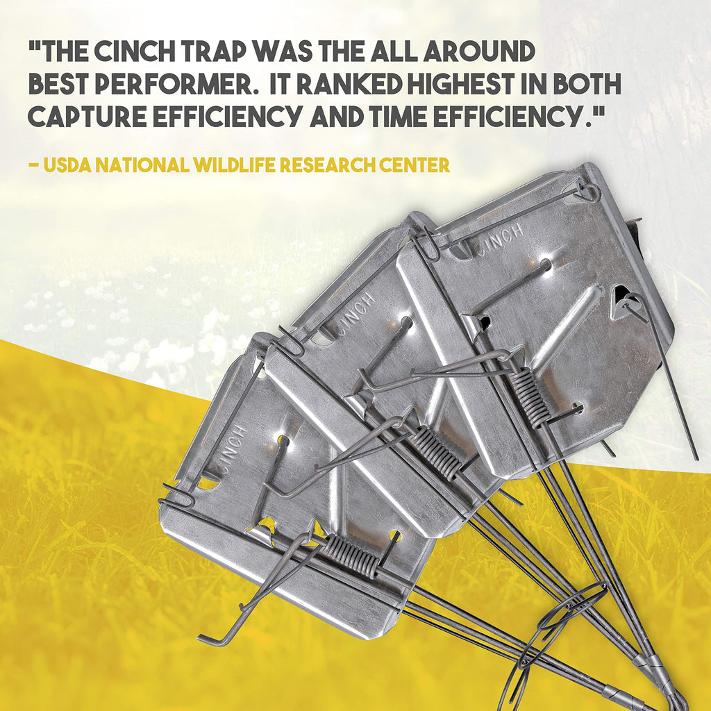 Cinch Gopher Trap Kit - Professional-Grade Gopher Traps That Work Best, Heavy Duty, Reusable Rodent Trapping System - Ideal for Lawns, Gardens, Ranches, and More - Outdoor Use, Small (3 Pack)