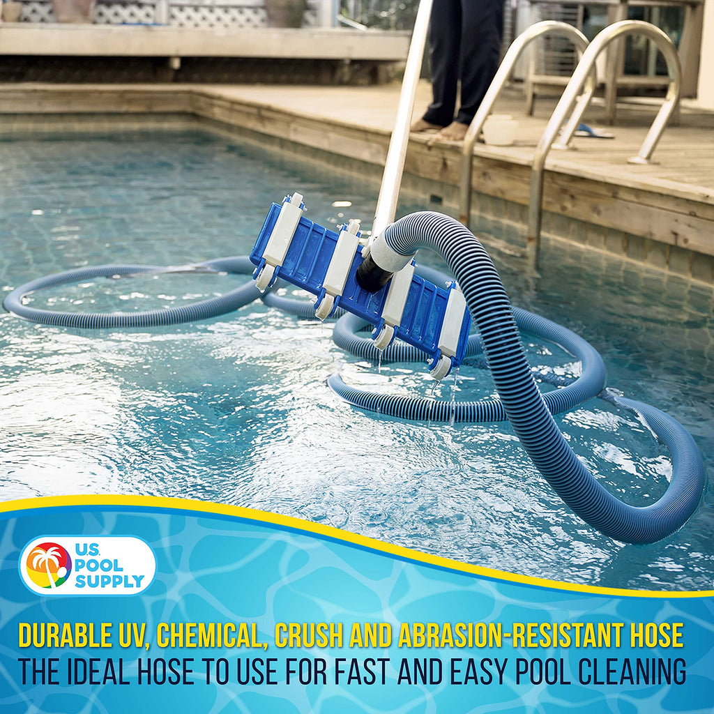 U.S. Pool Supply Pool Vacuum Hose - 1-1/2" x 50' Professional Heavy Duty Pool Hose for Inground, Spiral Wound with Kink-Free Swivel Cuff - Connect to Vacuum Heads, Skimmer, Cleaner, Filter Pump Inlet