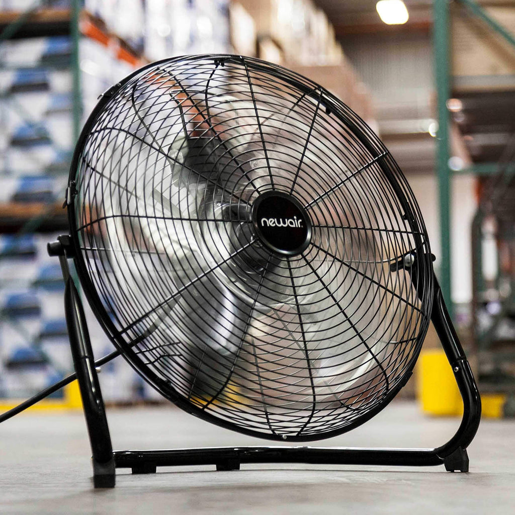 NewAir 18" High Velocity Industrial Floor Fan, Heavy Duty Metal Fan, Adjustable Tilt and 3 Speeds up to 4012 CFM, Rotatory Switch | Garage Fan for Indoor, Warehouse, Workshop, Gym or Home