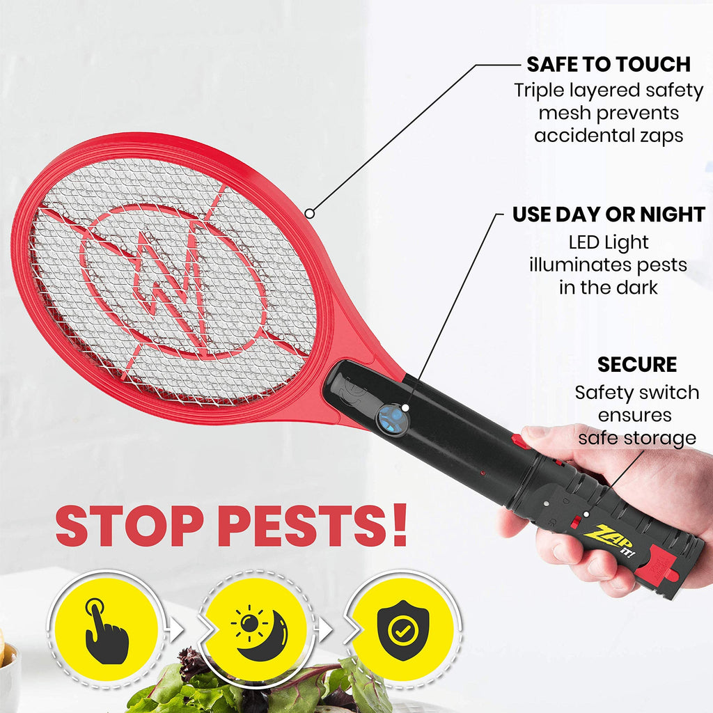 ZAP iT! Bug Zapper Rechargeable Bug Zapper Racket, 4,000 Volt, USB Charging Cable