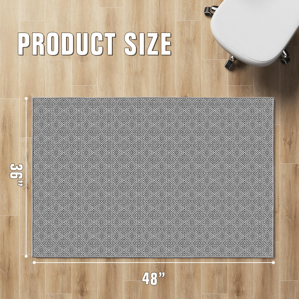 KMAT Office Chair Mat, 36x48in Heavy Duty Hardwood/Tile Floor Protector, Floor Mat Computer Desk Mat for Rolling Chairs, Work, Study, Office, Grey