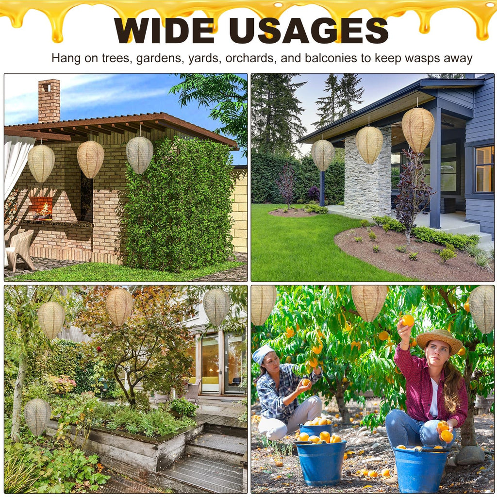 Retisee 12 Pcs Wasp Nest Decoy Wasp Deterrent Fake Wasp Nest Hanging Wasp Repellent for Hornets Outdoor Home Garden