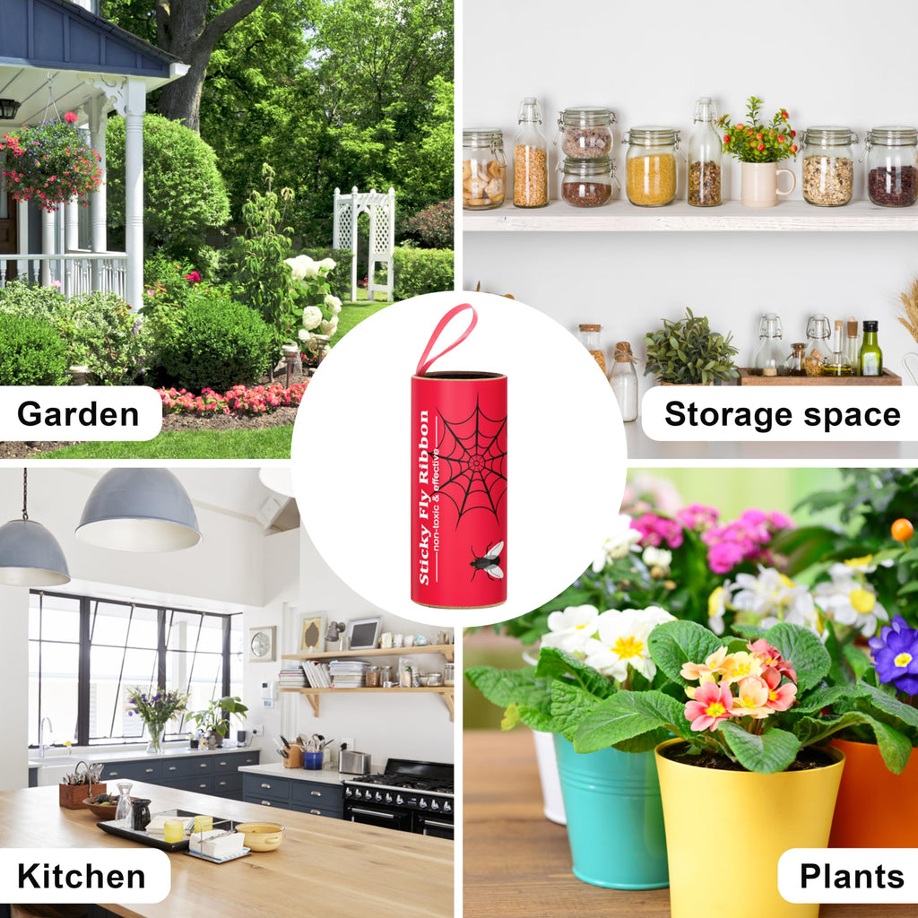 40 Packs Flying Insect Traps, Fly Strips, Fly Paper Ribbon, Sticky Fruit Fly Traps Hanging Gnat Fungus Mosquito Trap for Indoors Outdoors, Red