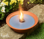 Hyoola 5 Hour Outdoor Firebowl Candle - Unscented Large Flame Wick in Terra Cotta Bowl - Insect and Mosquito Repellent Effect - for Table, Patio, Yard, Camping, Outdoors - Blue.