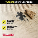 Catchmaster Clothing Moth Traps with Premium Extra Strength Odorless Pheromone Technology – XL Hardwood Design, Extra-Strength Glue – Traps & Targets Casemaking and Webbing Moths - 6-Pack