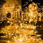 TW SHINE Warm White Solar String Lights Outdoor, Total 160 FT 480 LED Solar Powered Waterproof Fairy Lights 8 Modes Copper Wire Lights for Christmas Party Tree Wedding Yard Decorations, 4 Pack