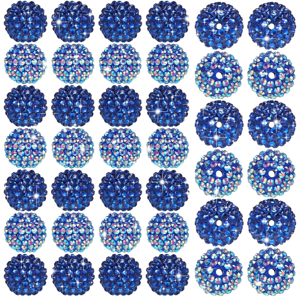 Loetere 40 Pcs 20mm Rhinestone Beads Crystal Round Disco Ball Beads Bulk Chunky Bubblegum Beads Charms for Christmas DIY Pens Making Jewelry Supplies Craft European Style Bracelets (Dark Blue)