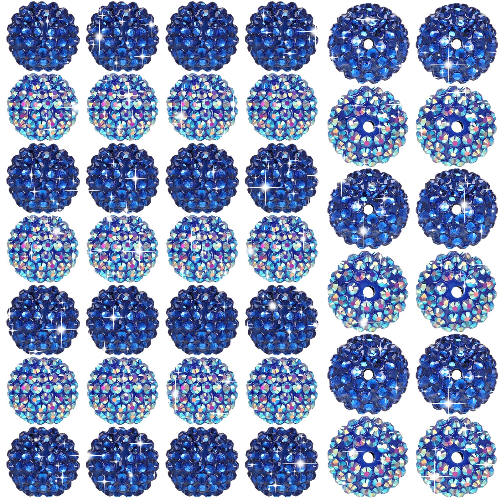 Loetere 40 Pcs 20mm Rhinestone Beads Crystal Round Disco Ball Beads Bulk Chunky Bubblegum Beads Charms for Christmas DIY Pens Making Jewelry Supplies Craft European Style Bracelets (Dark Blue)